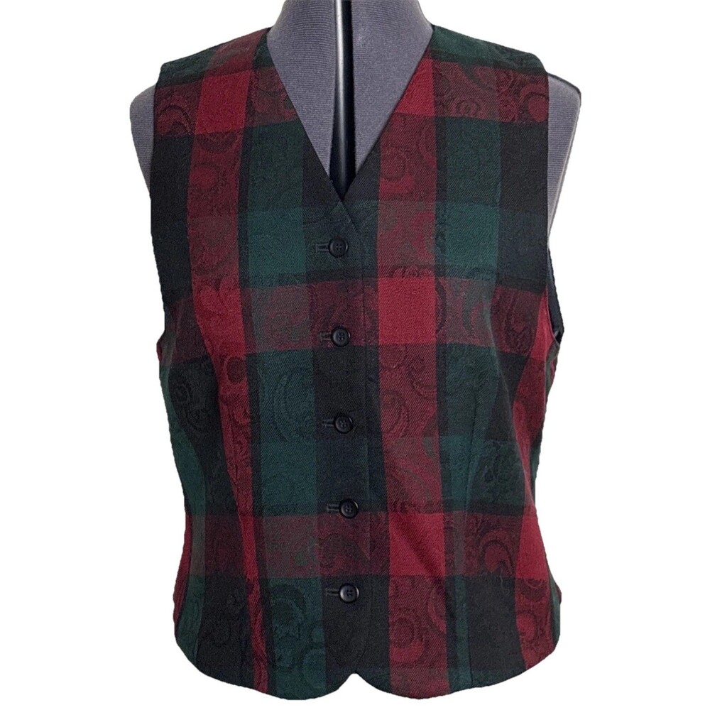 Vintage Pendleton Vest Womens 8 Tartan Plaid 100% Wool Made USA‎ Holiday